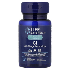 Пробиотик GI с фаговой технологией от Life Extension, 30 жидких капсул для здоровья ЖКТ