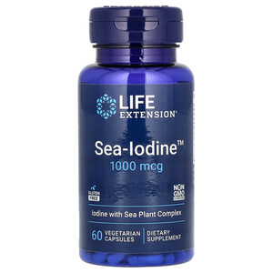 Йод (Морской Йод, Sea-Iodine), 1000 мкг, 60 вег. капс. - для щитовидки и метаболизма.