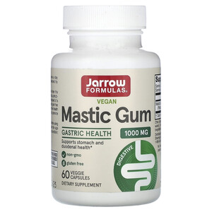 JARROW FORMULAS, Мастиковая смола (Mastic Gum), поддержка желудка и двенадцатиперстной кишки, 60 растительных капсул, 1000 мг