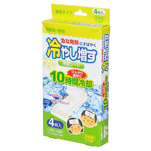 KIYOU JOCHUGIKU, Охлаждающий гелевый пластырь при головной боли и жаре, без запаха, 4 шт.