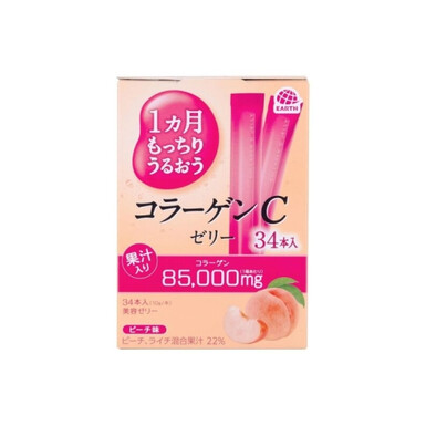 Orihiro Earth Collagen Jelly, 34 стика × 10 г — японское желе с рыбьим коллагеном, гиалуроновой кислотой, эластином и витамином С для упругости кожи