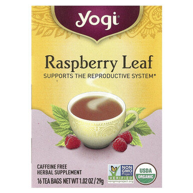 YOGI TEA, Органический чай из листьев малины (Woman's Raspberry Leaf), без кофеина, 16 пакетиков, 29 г