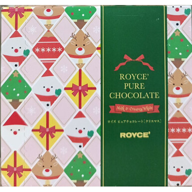 ROYCE, Pure Chocolate [Christmas] – рождественский набор премиального шоколада: молочный и сливочно-белый, 40 шт. (200 г)